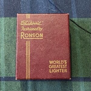 Ronson Whirlwind Lighter Tortoise Monogram Case Brush Original Box Manual